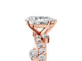 Rose gold Pear Cut Solitaire Diamond Twisted Band with Pave Setting_64