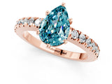 Rose gold Pear Cut Solitaire Diamond with Pavé Band and Four-Prong Setting_1