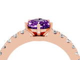 Rose gold Pear Cut Solitaire Diamond with Pavé Band and Four-Prong Setting_14