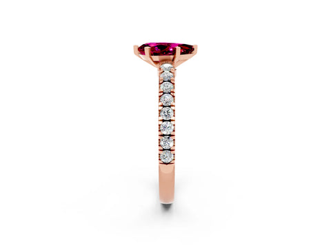 Rose gold Pear Cut Solitaire Diamond with Pavé Band and Four-Prong Setting_14