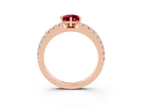 Rose gold Pear Cut Solitaire Diamond with Pavé Band and Four-Prong Setting_15