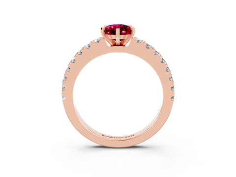 Rose gold Pear Cut Solitaire Diamond with Pavé Band and Four-Prong Setting_15