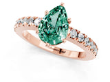 Rose gold Pear Cut Solitaire Diamond with Pavé Band and Four-Prong Setting_1