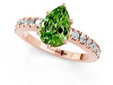 Rose gold Pear Cut Solitaire Diamond with Pavé Band and Four-Prong Setting_1