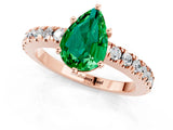 Rose gold Pear Cut Solitaire Diamond with Pavé Band and Four-Prong Setting_1