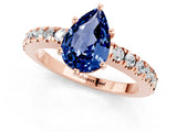 Rose gold Pear Cut Solitaire Diamond with Pavé Band and Four-Prong Setting_1