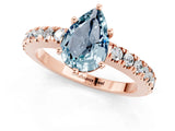 Rose gold Pear Cut Solitaire Diamond with Pavé Band and Four-Prong Setting_1