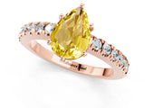 Rose gold Pear Cut Solitaire Diamond with Pavé Band and Four-Prong Setting_1