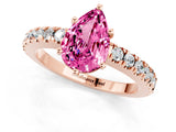 Rose gold Pear Cut Solitaire Diamond with Pavé Band and Four-Prong Setting_1