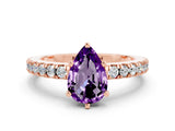 Rose gold Pear Cut Solitaire Diamond with Pavé Band and Four-Prong Setting_22