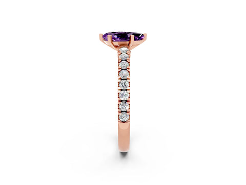 Rose gold Pear Cut Solitaire Diamond with Pavé Band and Four-Prong Setting_24