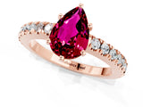 Rose gold Pear Cut Solitaire Diamond with Pavé Band and Four-Prong Setting_25