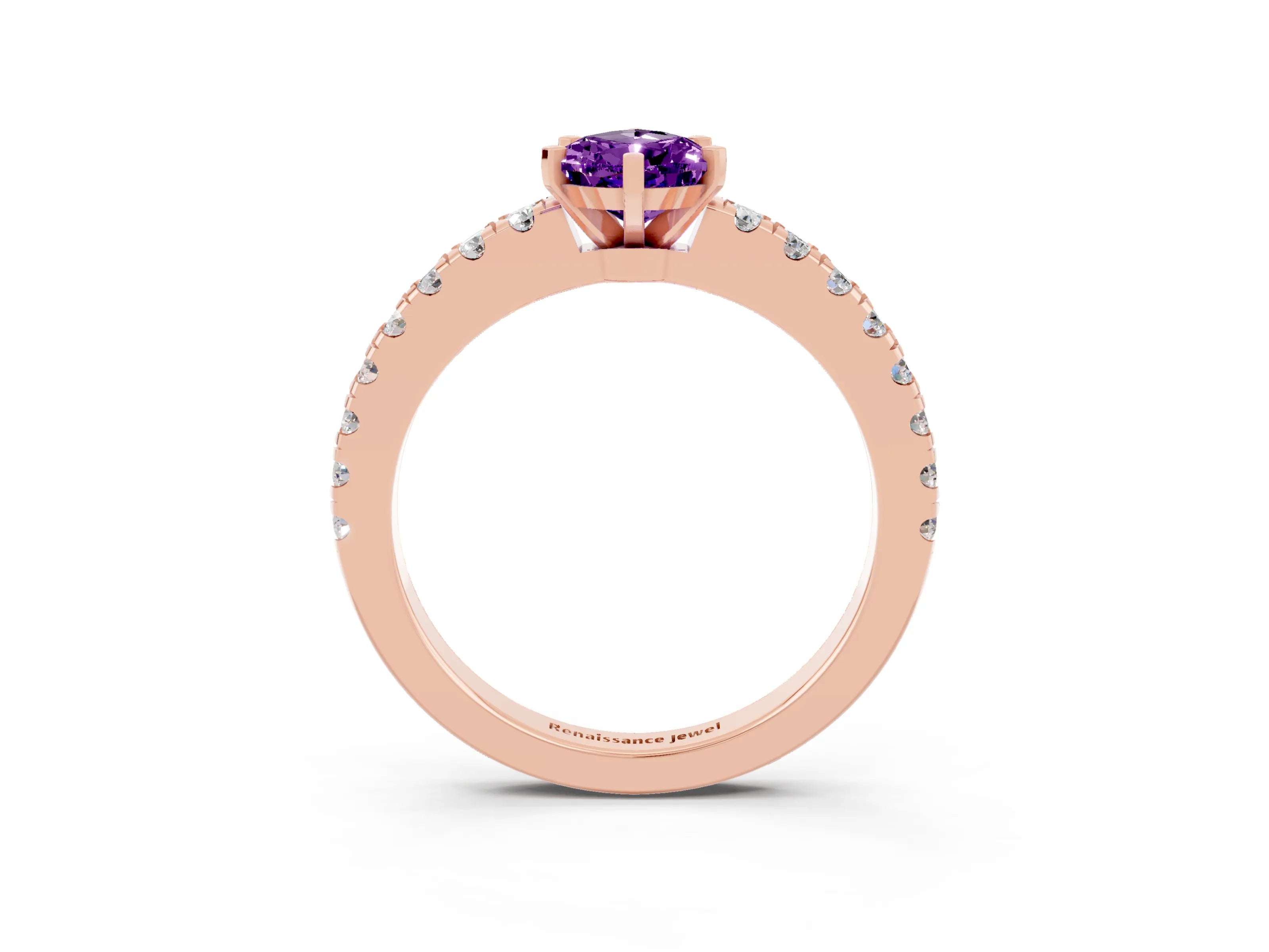 Rose gold Pear Cut Solitaire Diamond with Pavé Band and Four-Prong Setting_25