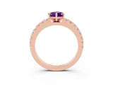 Rose gold Pear Cut Solitaire Diamond with Pavé Band and Four-Prong Setting_25
