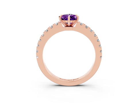 Rose gold Pear Cut Solitaire Diamond with Pavé Band and Four-Prong Setting_25