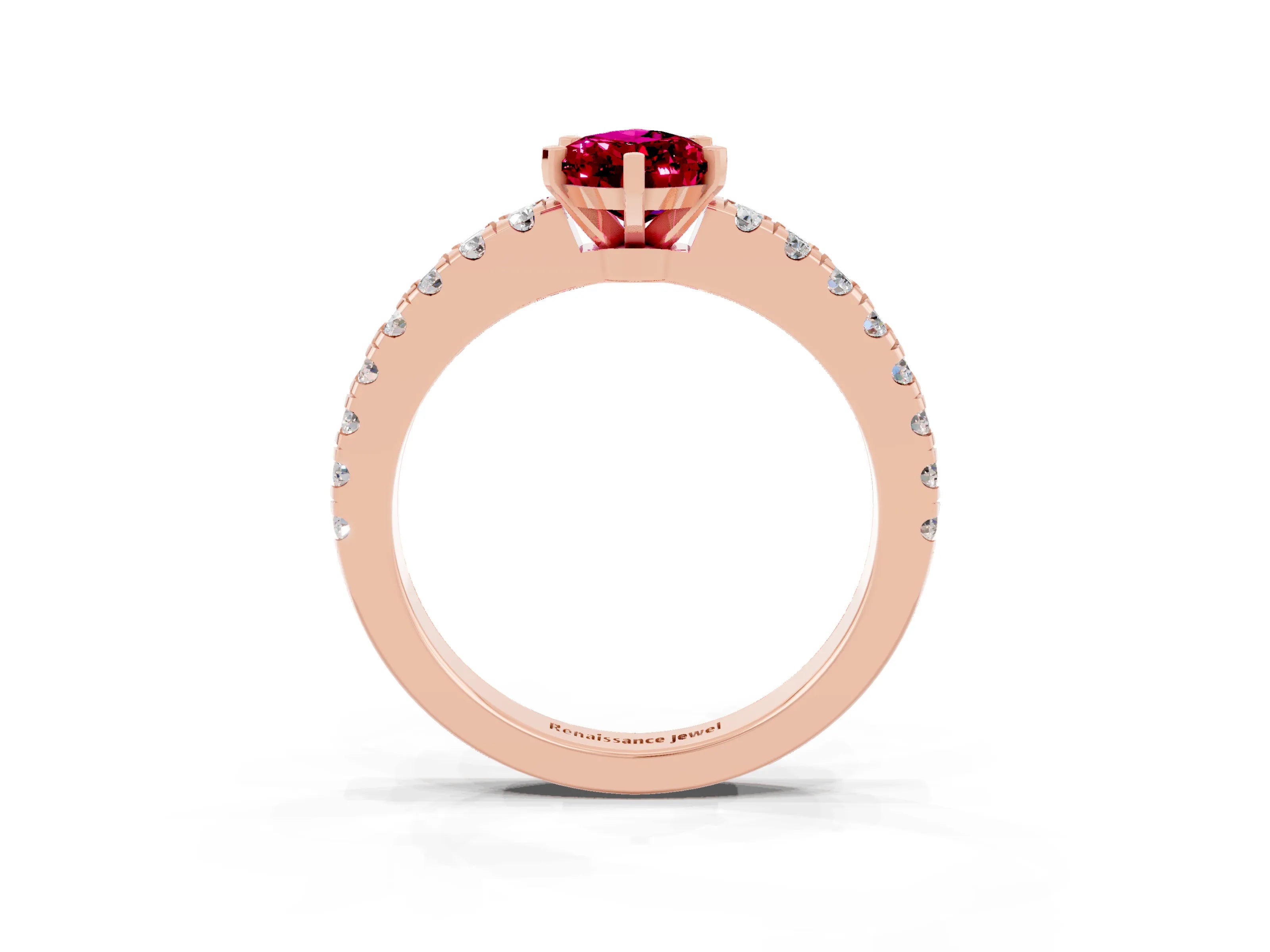 Rose gold Pear Cut Solitaire Diamond with Pavé Band and Four-Prong Setting_27