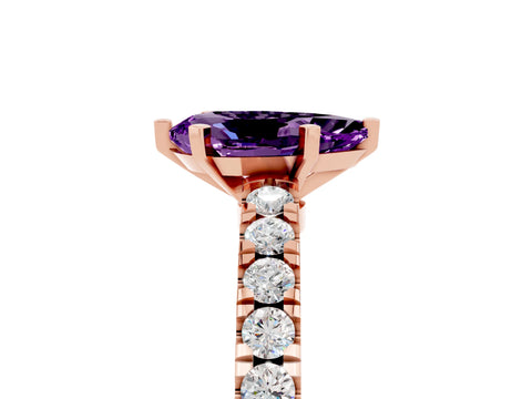 Rose gold Pear Cut Solitaire Diamond with Pavé Band and Four-Prong Setting_27