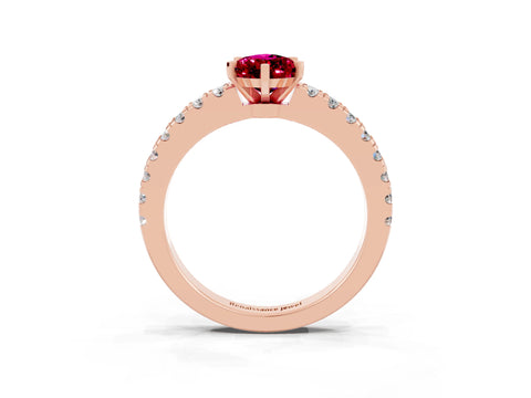 Rose gold Pear Cut Solitaire Diamond with Pavé Band and Four-Prong Setting_27