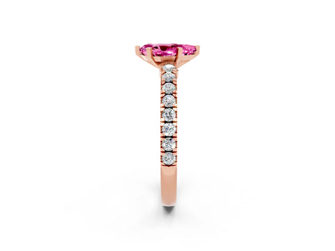Rose gold Pear Cut Solitaire Diamond with Pavé Band and Four-Prong Setting_2