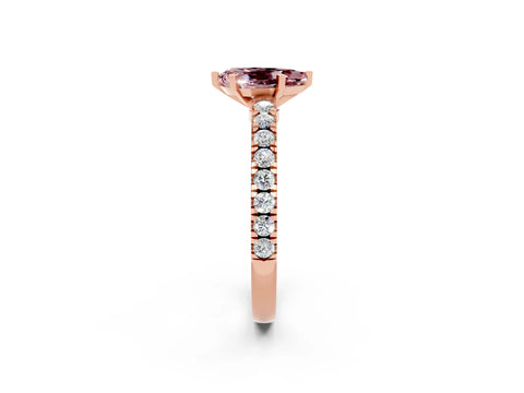 Rose gold Pear Cut Solitaire Diamond with Pavé Band and Four-Prong Setting_2