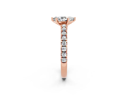 Rose gold Pear Cut Solitaire Diamond with Pavé Band and Four-Prong Setting_2
