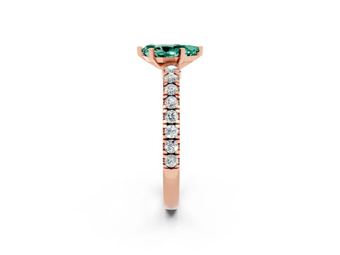Rose gold Pear Cut Solitaire Diamond with Pavé Band and Four-Prong Setting_2
