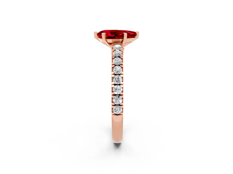 Rose gold Pear Cut Solitaire Diamond with Pavé Band and Four-Prong Setting_2