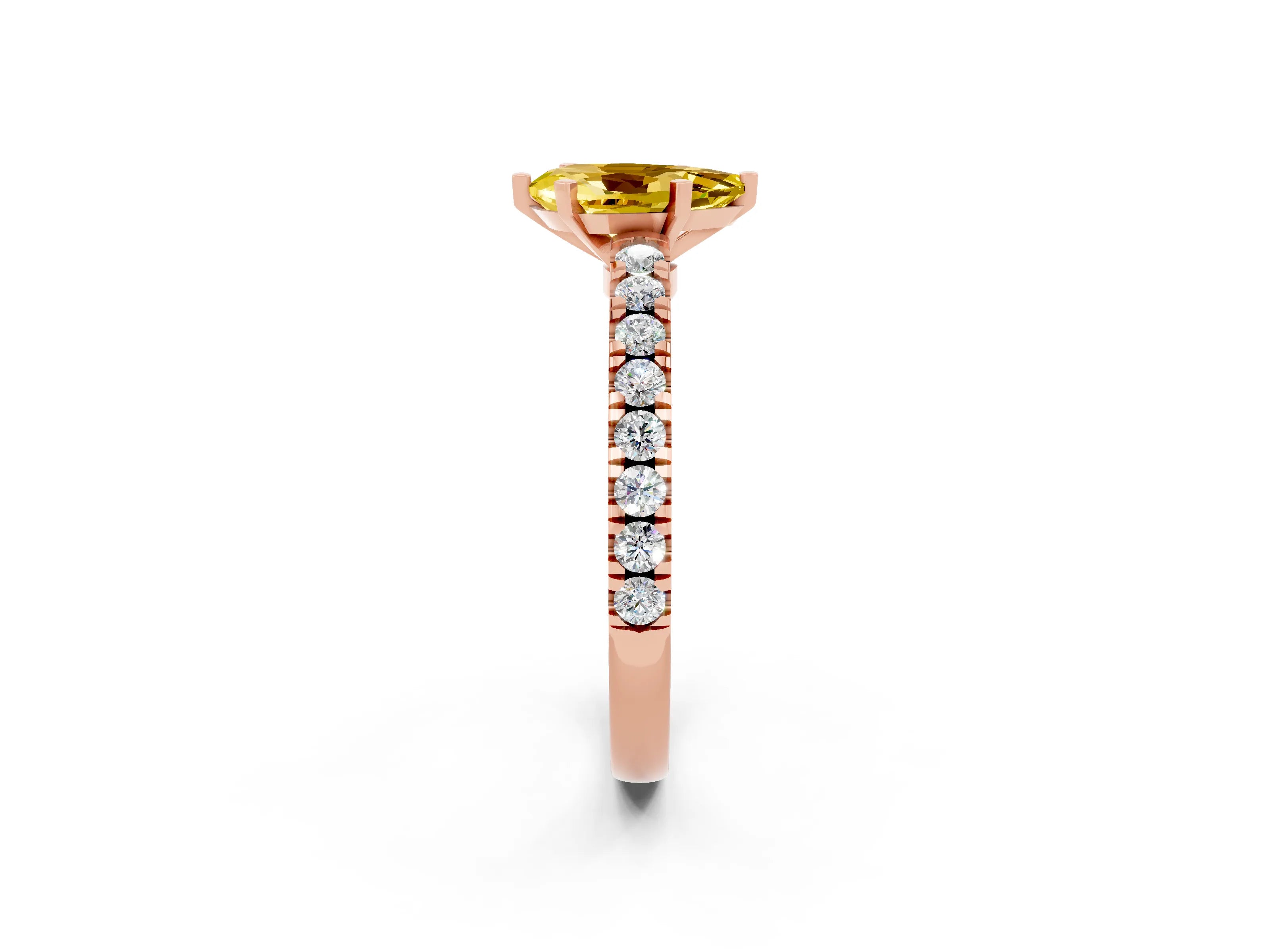 Rose gold Pear Cut Solitaire Diamond with Pavé Band and Four-Prong Setting_2