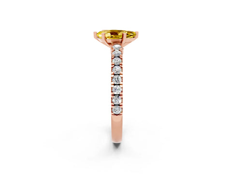Rose gold Pear Cut Solitaire Diamond with Pavé Band and Four-Prong Setting_2