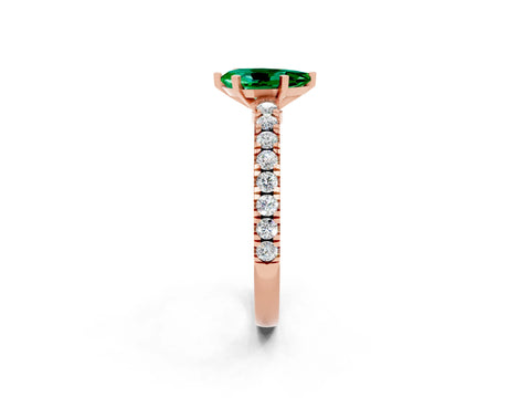 Rose gold Pear Cut Solitaire Diamond with Pavé Band and Four-Prong Setting_2