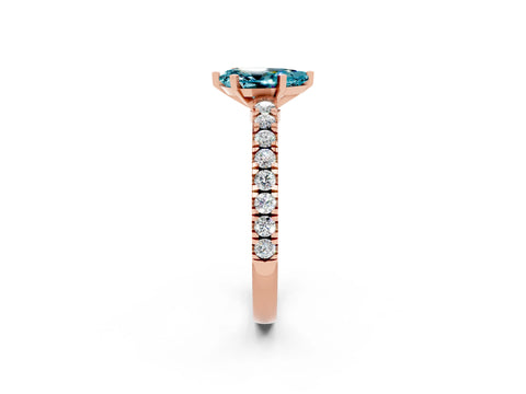 Rose gold Pear Cut Solitaire Diamond with Pavé Band and Four-Prong Setting_2