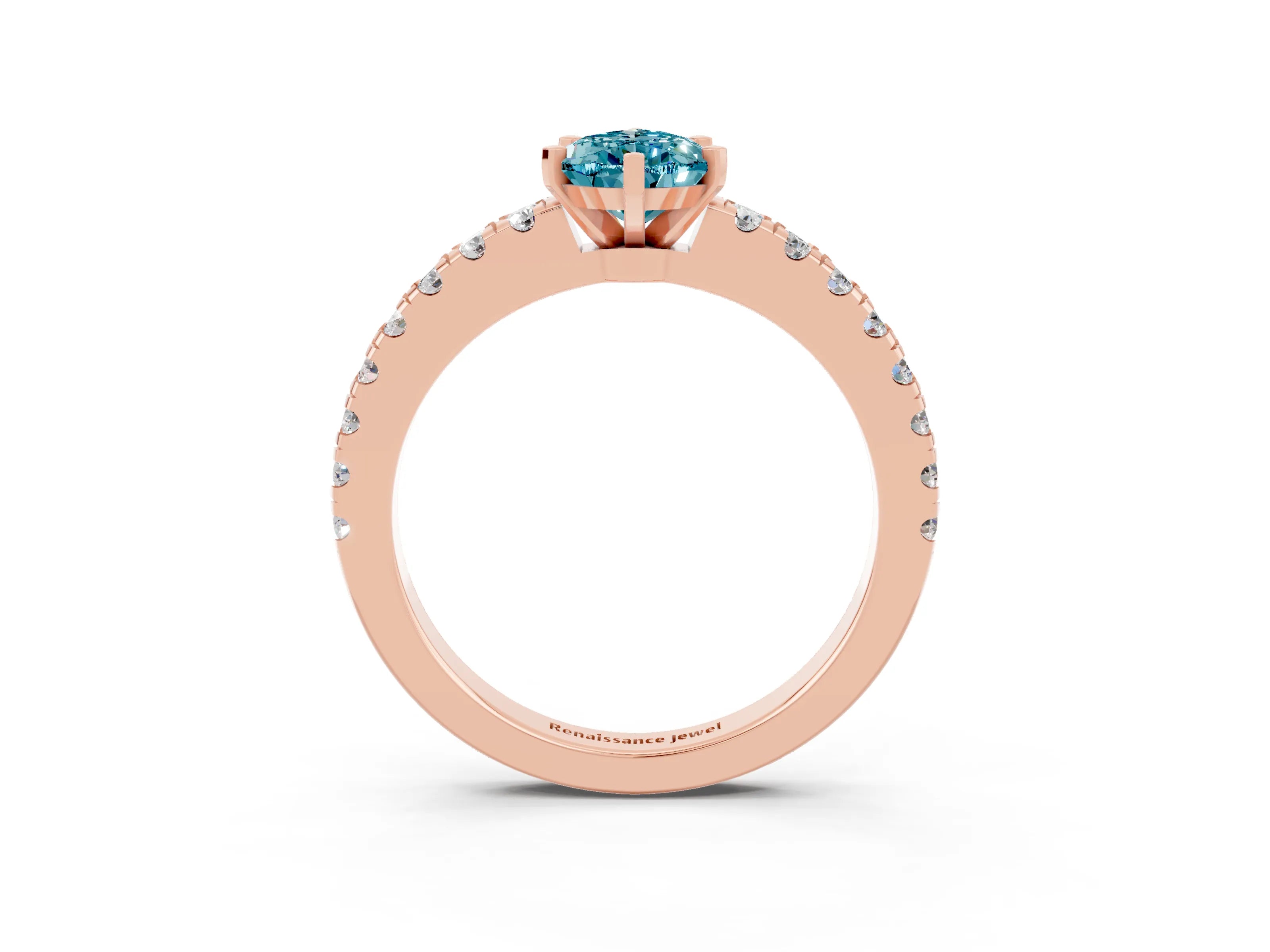 Rose gold Pear Cut Solitaire Diamond with Pavé Band and Four-Prong Setting_3