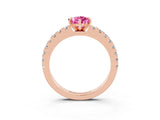 Rose gold Pear Cut Solitaire Diamond with Pavé Band and Four-Prong Setting_3