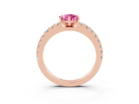Rose gold Pear Cut Solitaire Diamond with Pavé Band and Four-Prong Setting_3