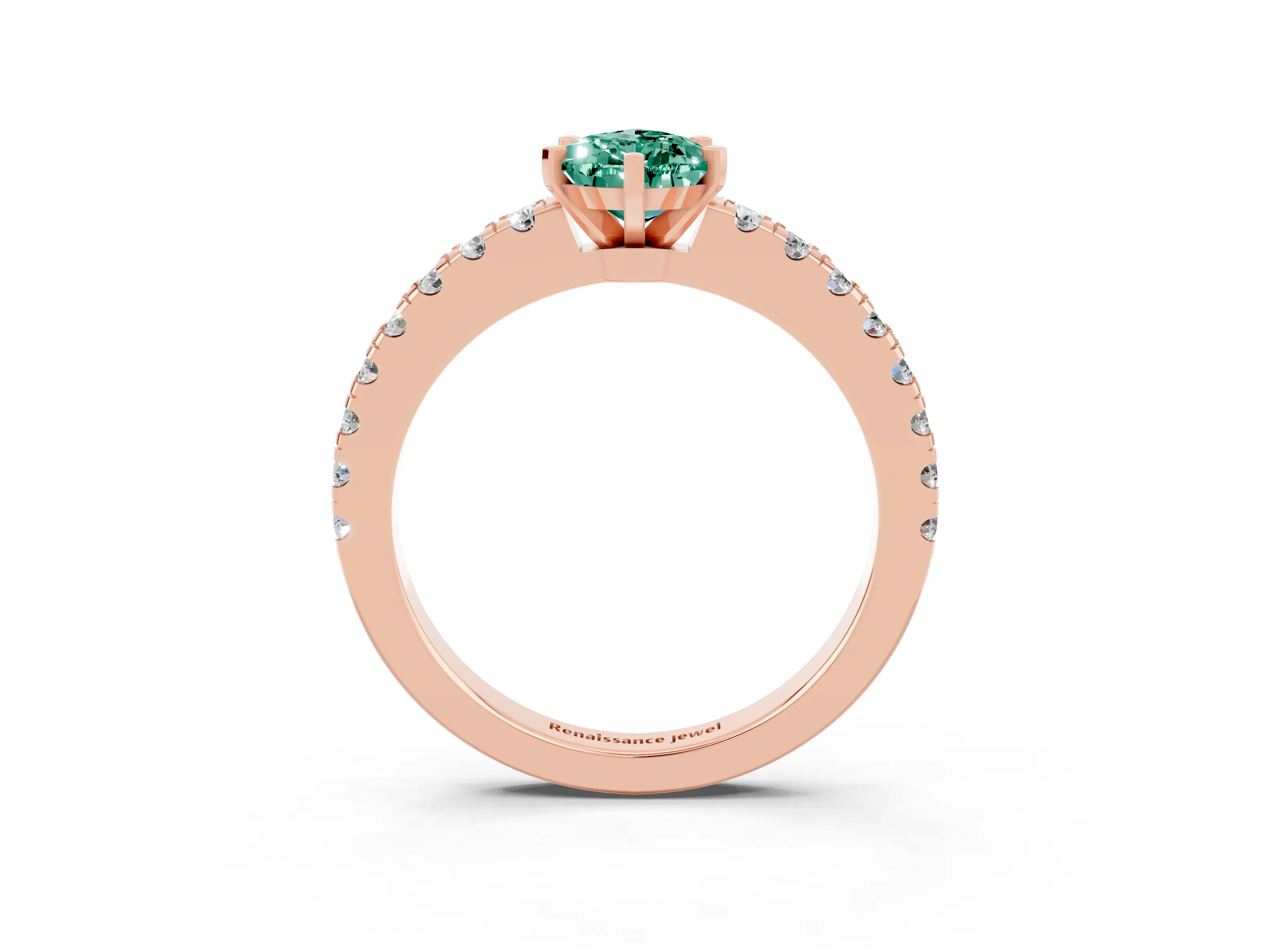 Rose gold Pear Cut Solitaire Diamond with Pavé Band and Four-Prong Setting_3