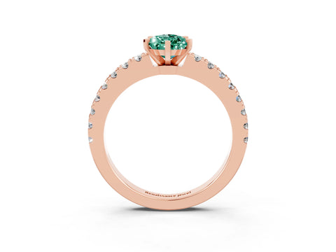 Rose gold Pear Cut Solitaire Diamond with Pavé Band and Four-Prong Setting_3