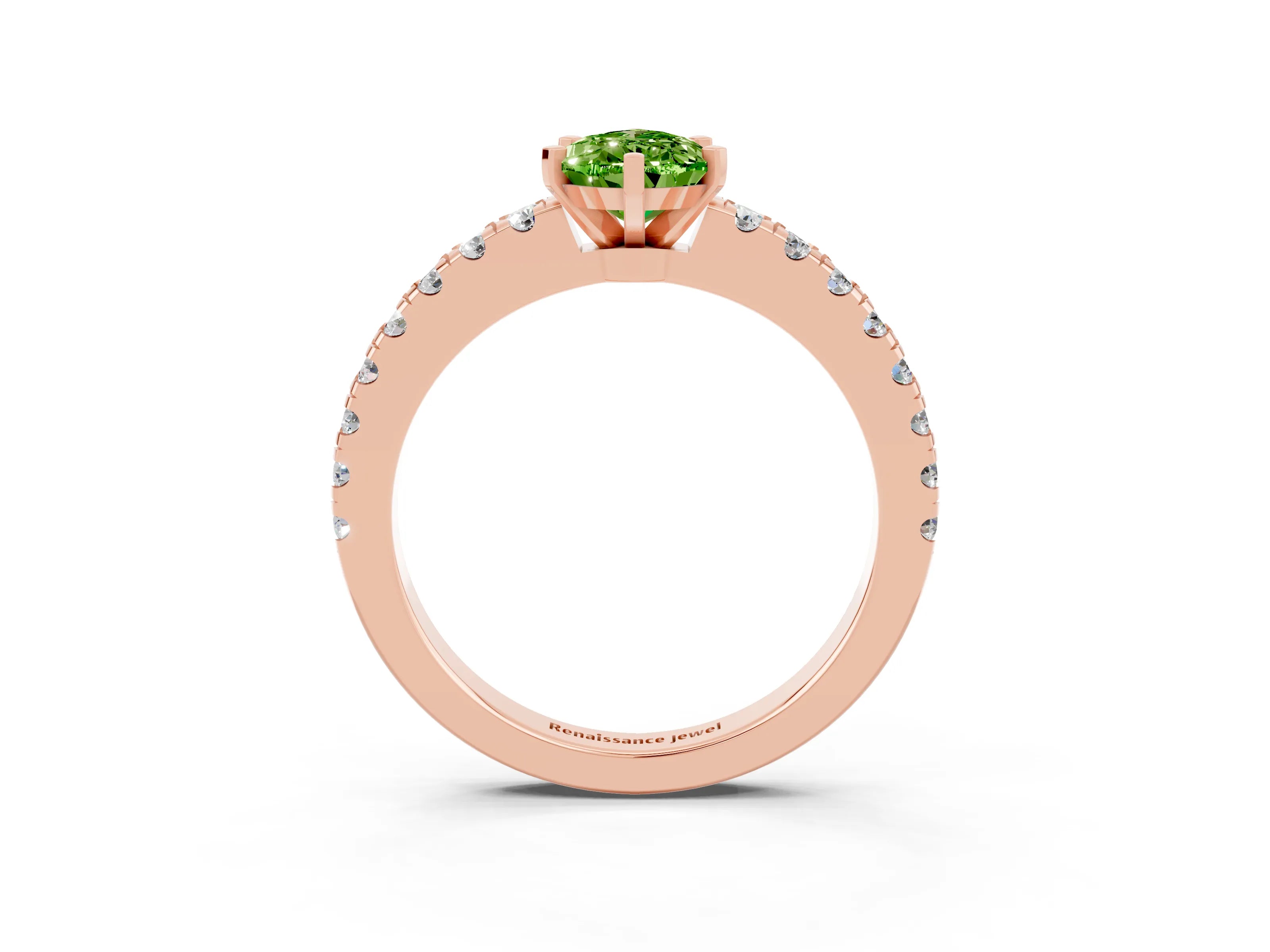 Rose gold Pear Cut Solitaire Diamond with Pavé Band and Four-Prong Setting_3