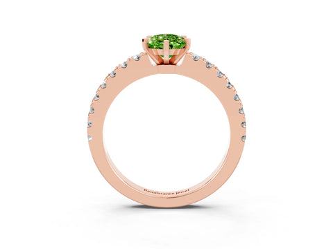 Rose gold Pear Cut Solitaire Diamond with Pavé Band and Four-Prong Setting_3