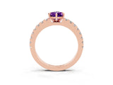 Rose gold Pear Cut Solitaire Diamond with Pavé Band and Four-Prong Setting_3