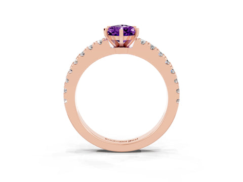 Rose gold Pear Cut Solitaire Diamond with Pavé Band and Four-Prong Setting_3