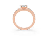 Rose gold Pear Cut Solitaire Diamond with Pavé Band and Four-Prong Setting_3
