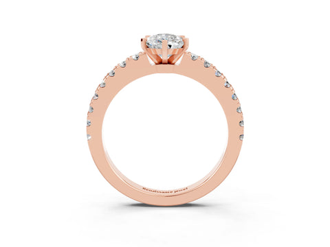 Rose gold Pear Cut Solitaire Diamond with Pavé Band and Four-Prong Setting_3