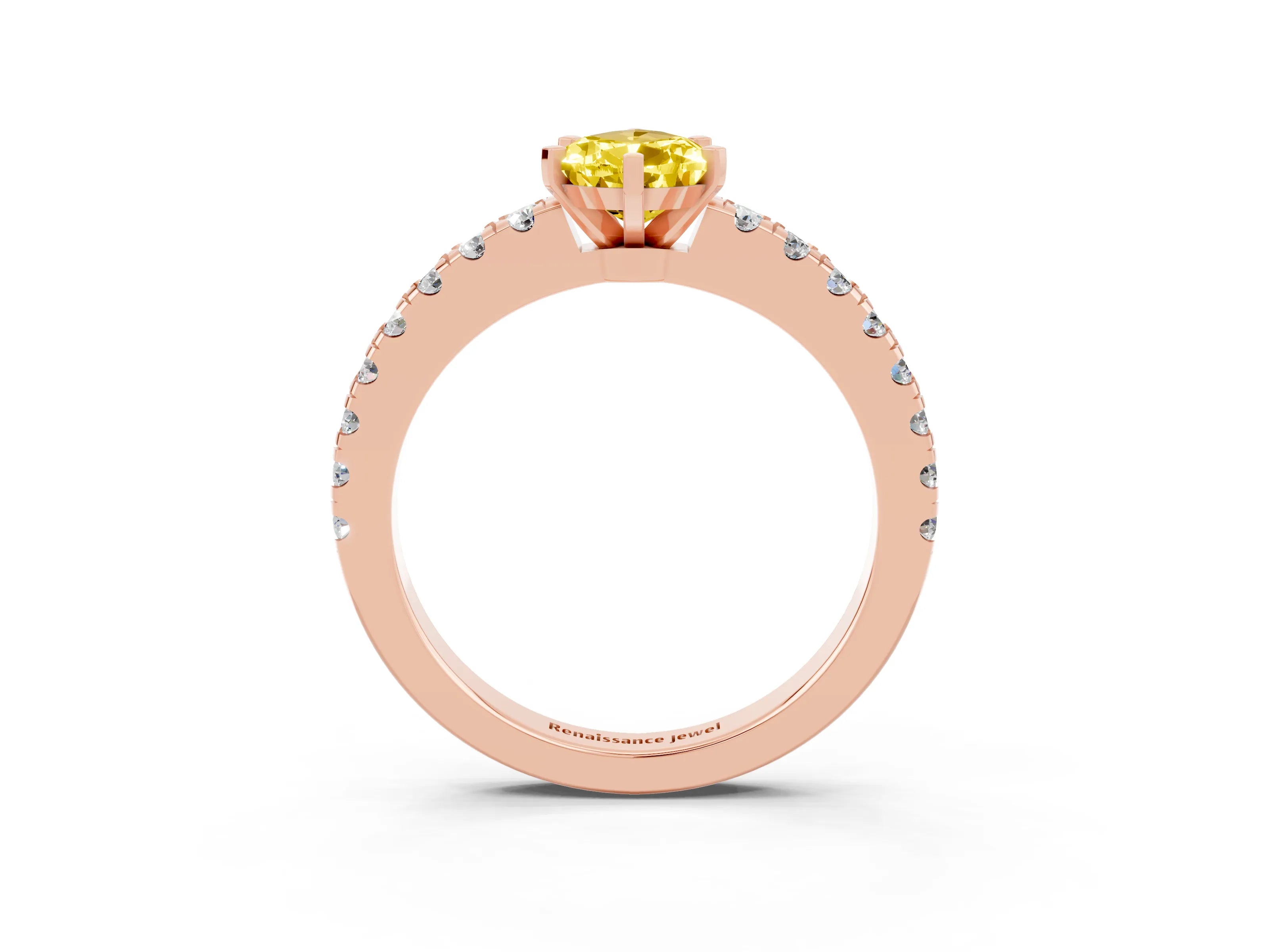 Rose gold Pear Cut Solitaire Diamond with Pavé Band and Four-Prong Setting_3