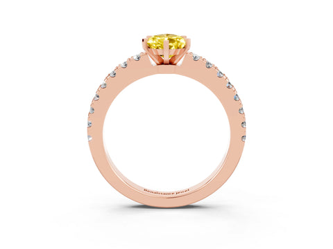 Rose gold Pear Cut Solitaire Diamond with Pavé Band and Four-Prong Setting_3