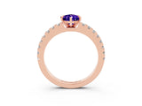 Rose gold Pear Cut Solitaire Diamond with Pavé Band and Four-Prong Setting_3