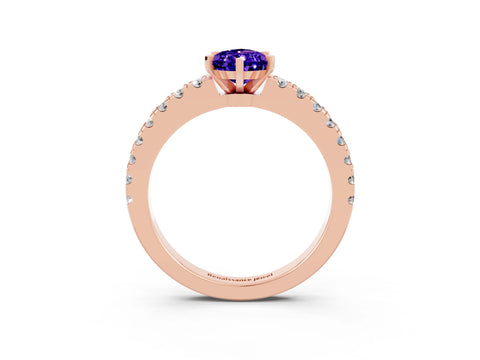 Rose gold Pear Cut Solitaire Diamond with Pavé Band and Four-Prong Setting_3