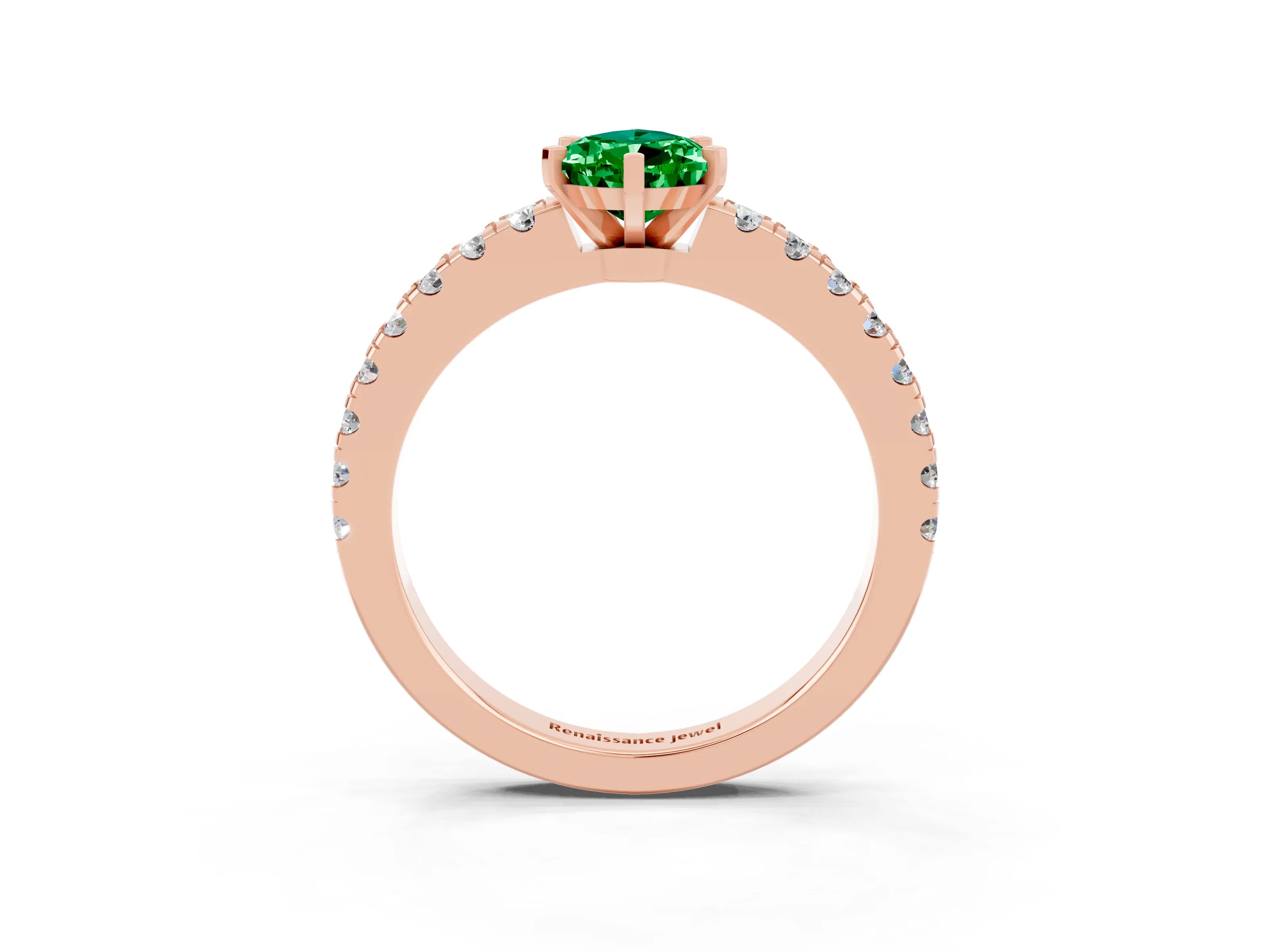 Rose gold Pear Cut Solitaire Diamond with Pavé Band and Four-Prong Setting_3