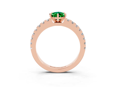 Rose gold Pear Cut Solitaire Diamond with Pavé Band and Four-Prong Setting_3