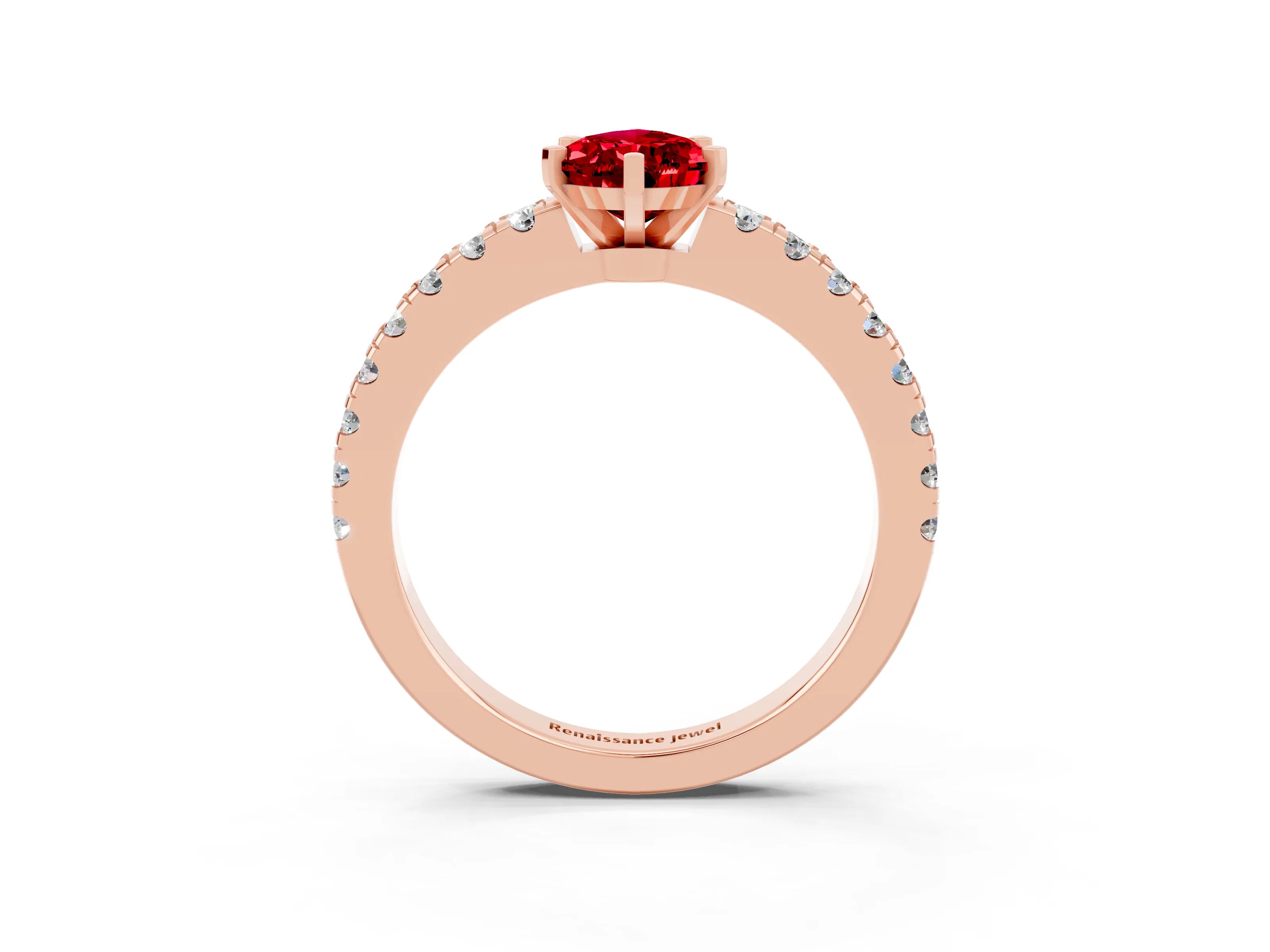 Rose gold Pear Cut Solitaire Diamond with Pavé Band and Four-Prong Setting_3