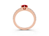 Rose gold Pear Cut Solitaire Diamond with Pavé Band and Four-Prong Setting_3